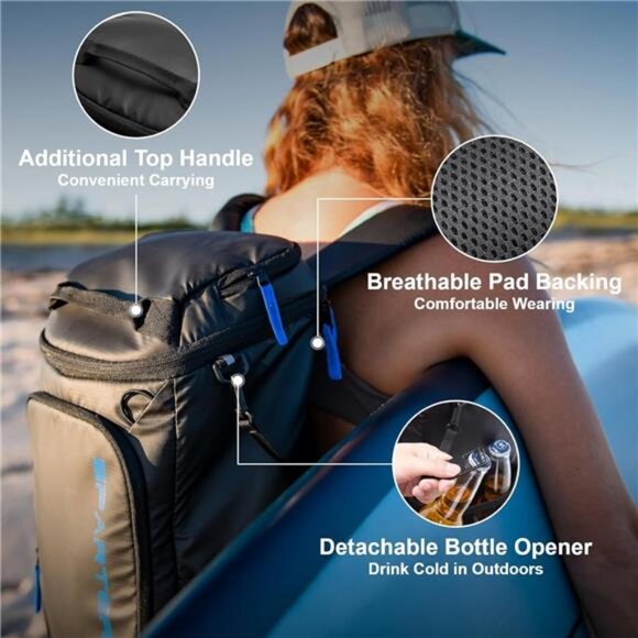 Backpack Cooler Insulated Leak Proof 33/49 Cans, 2 Insulated Compartments - Picture 6 of 7